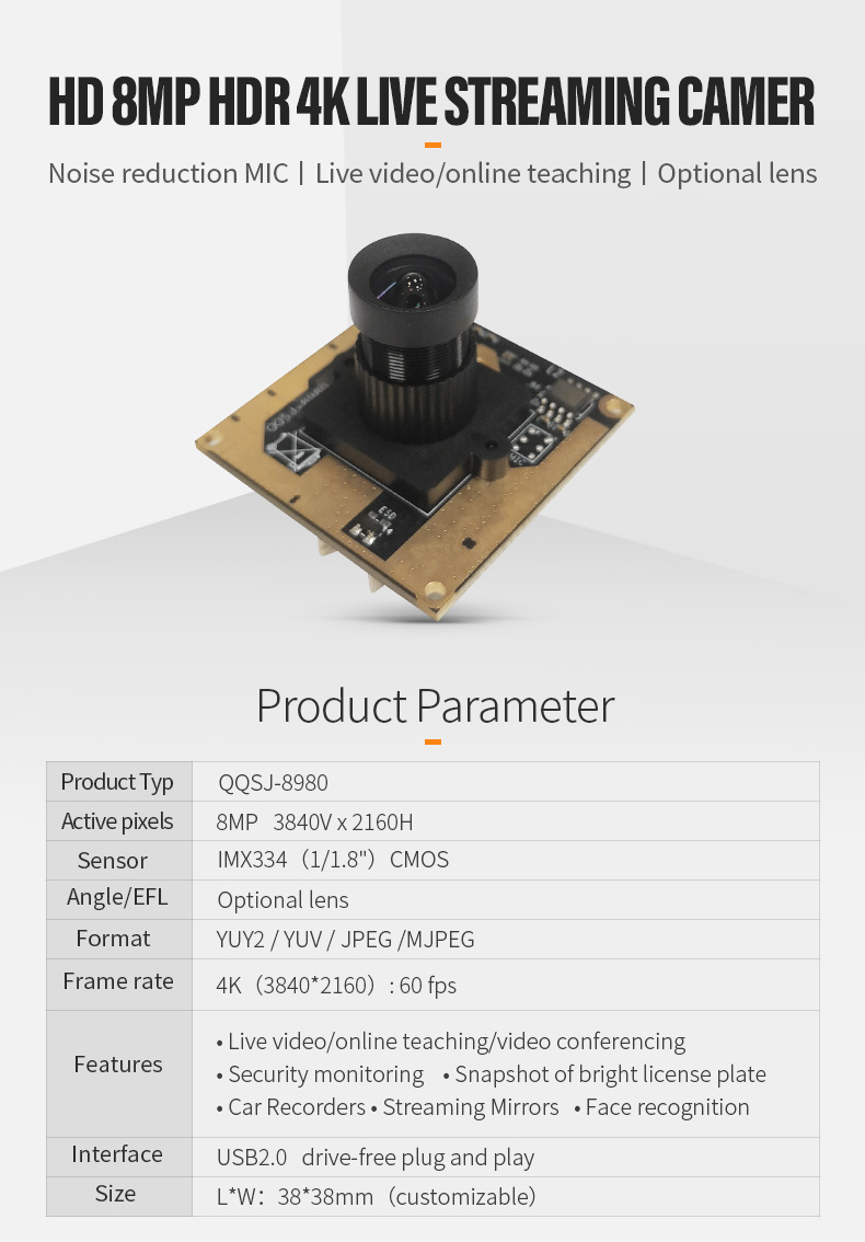 Imx334 Imx317 8mp 4k Live Video Tiktok Live Webinar Teaching Video Conferencing Hdr Usb Camera Module