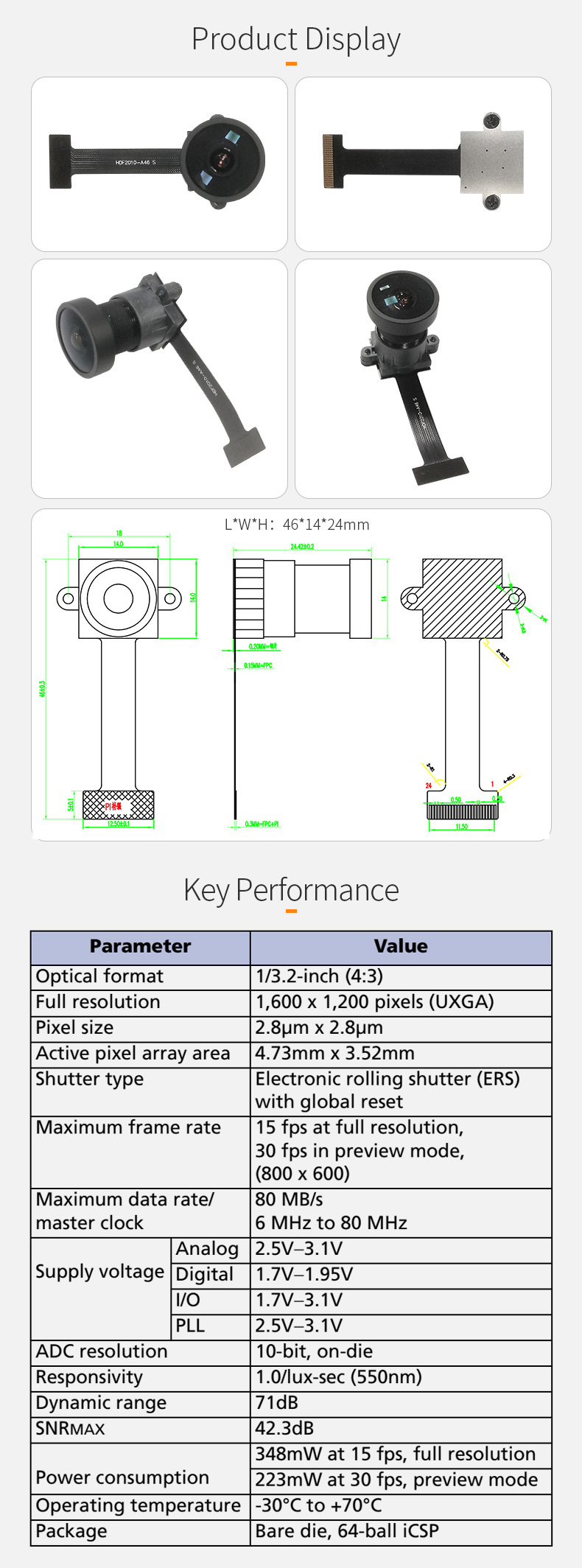 Dogoozx 2MP MI2010 MT9D111 HD Document identification Wide Angle DVP Camera Module插图1