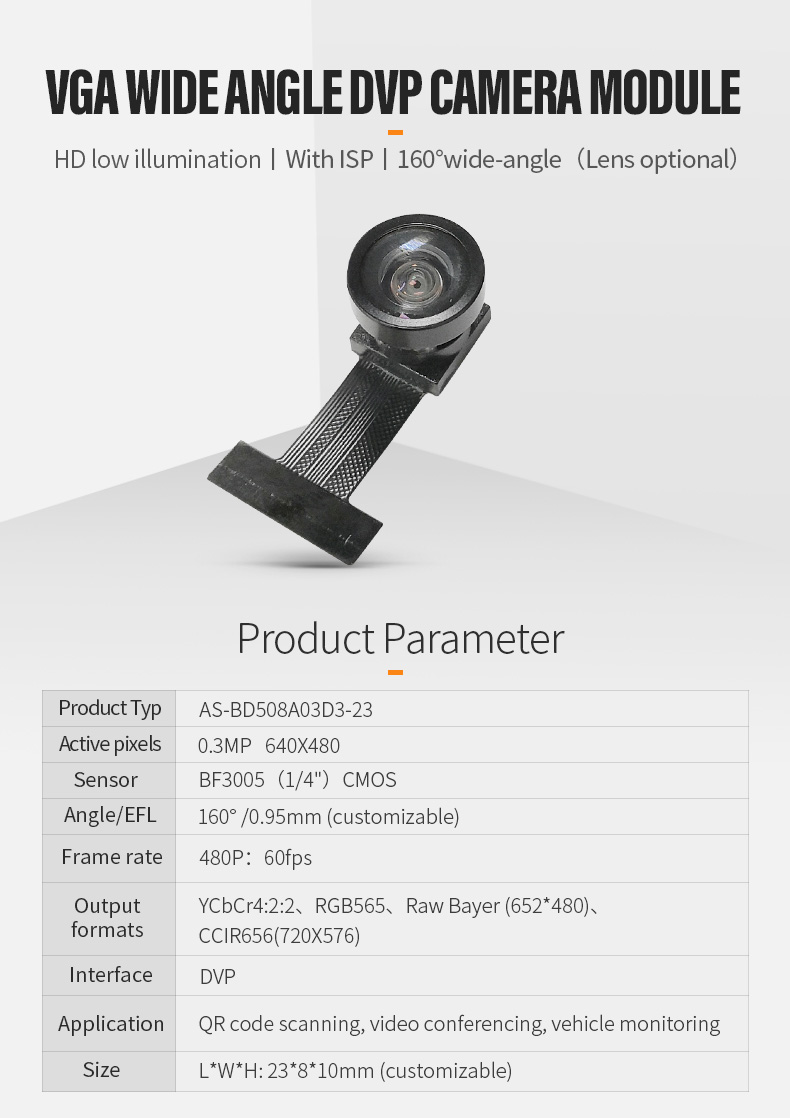 Dogoozx 0.3MP BF3005 60fps ISP Low Light DVP QR Code Scanning smart home Camera Module插图