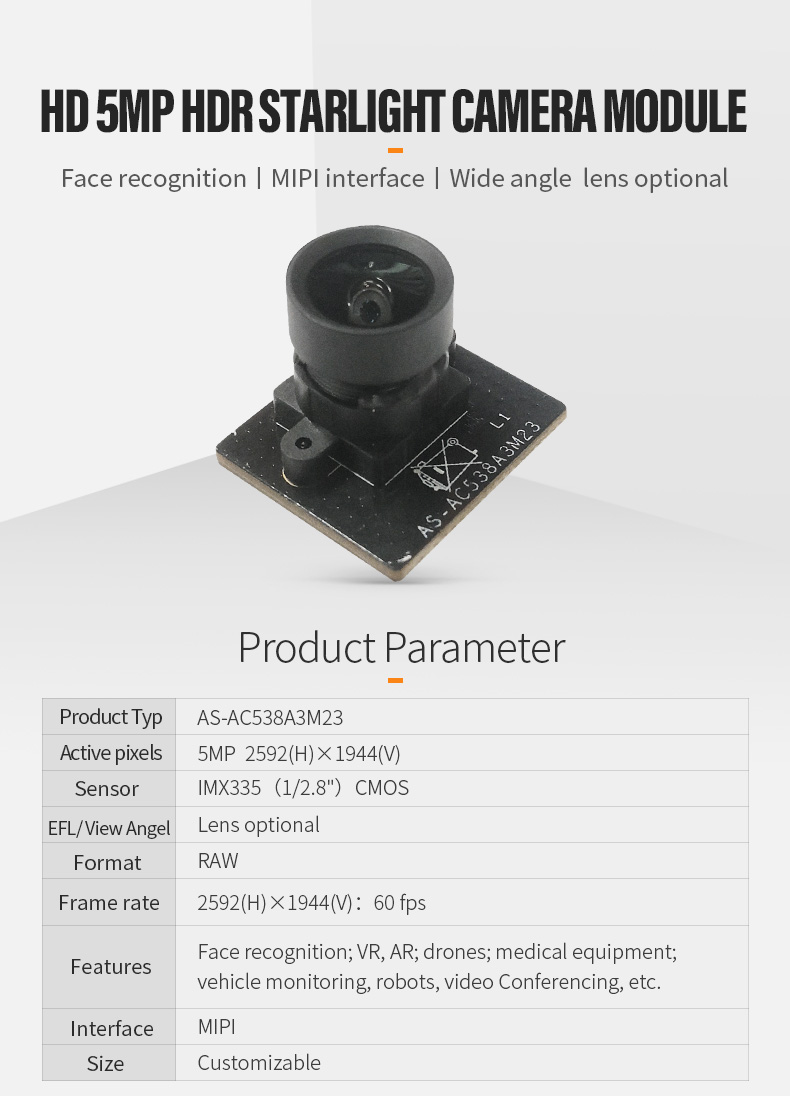 Dogoozx 5MP IMX335 2K Video Recording HDR Outdoor Surveillance mipi PCBA Camera Module插图