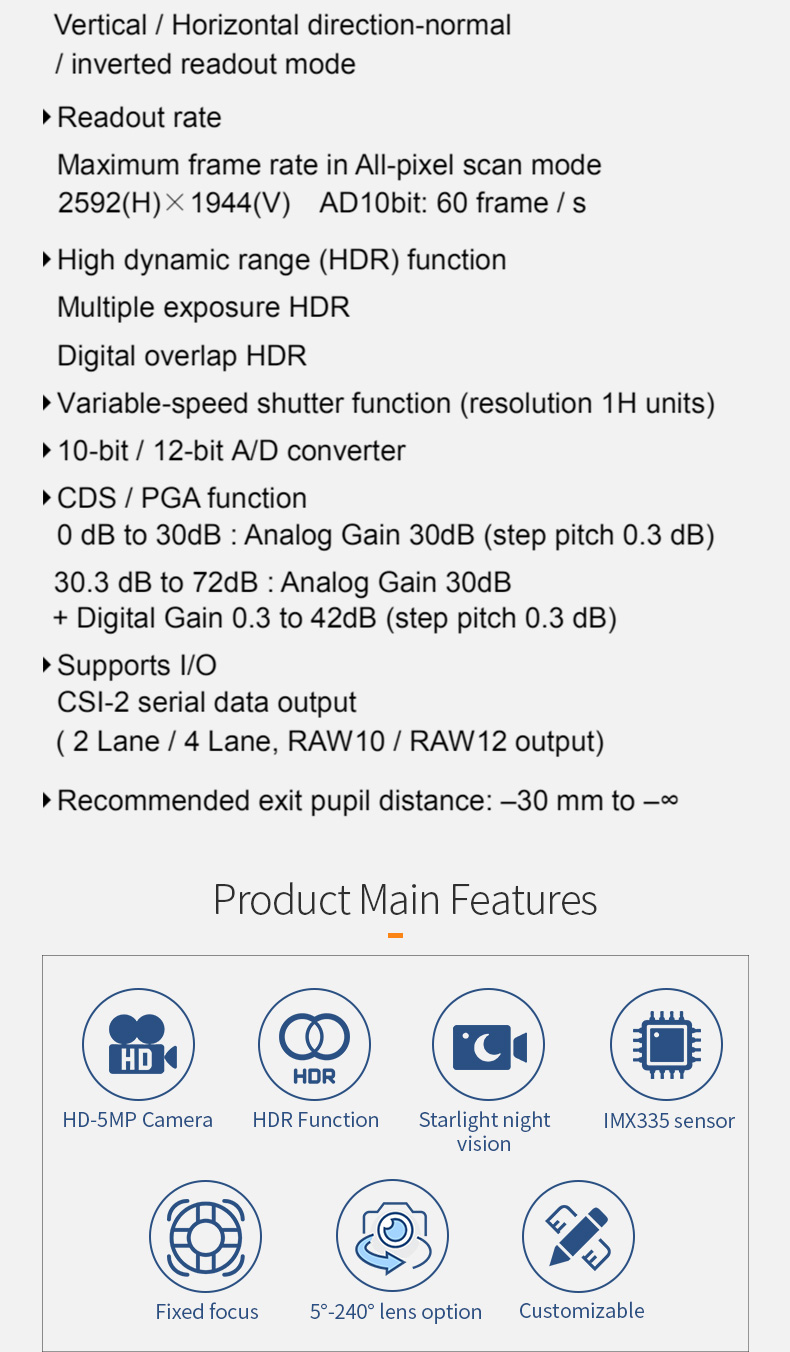 Dogoozx 5MP IMX335 2K Video Recording HDR Outdoor Surveillance mipi PCBA Camera Module插图2