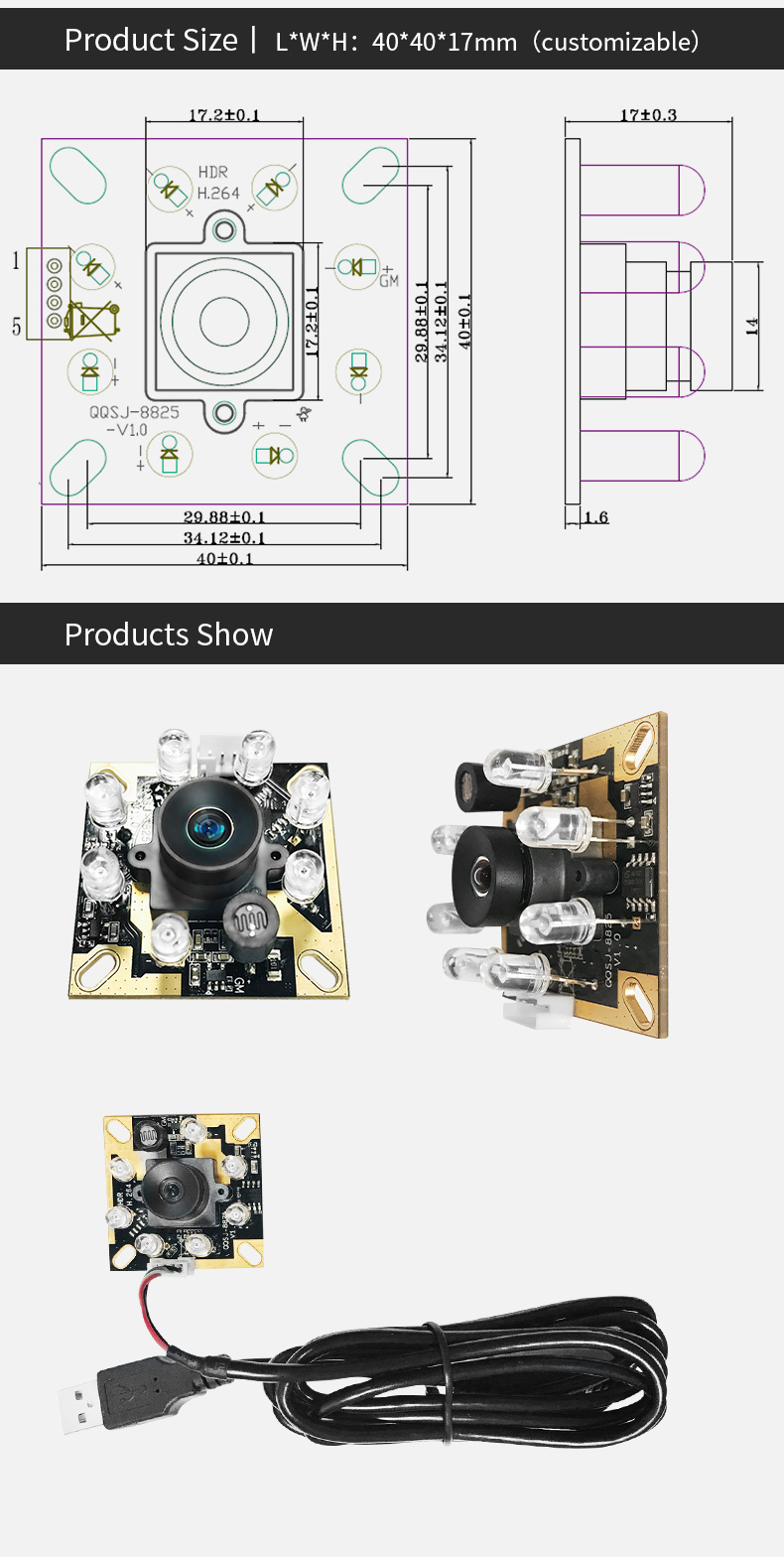 Dogoozx H264 1080P 2m pixel AR0230 Cmos 850NN 940NM LED Infrared HDR USB2 Camera Module插图4