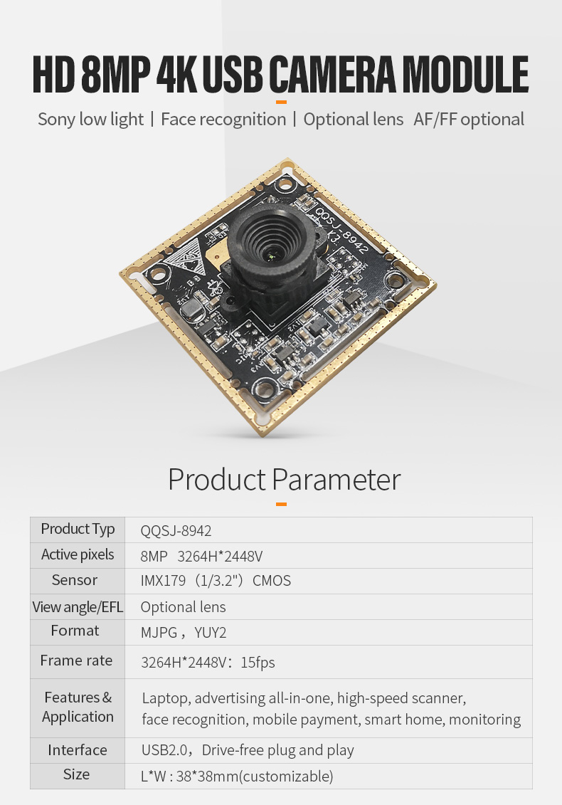 Dogoozx Free driver for Sony IMX179 sensor 4K 8MP CMOS high speed scanner camera module插图