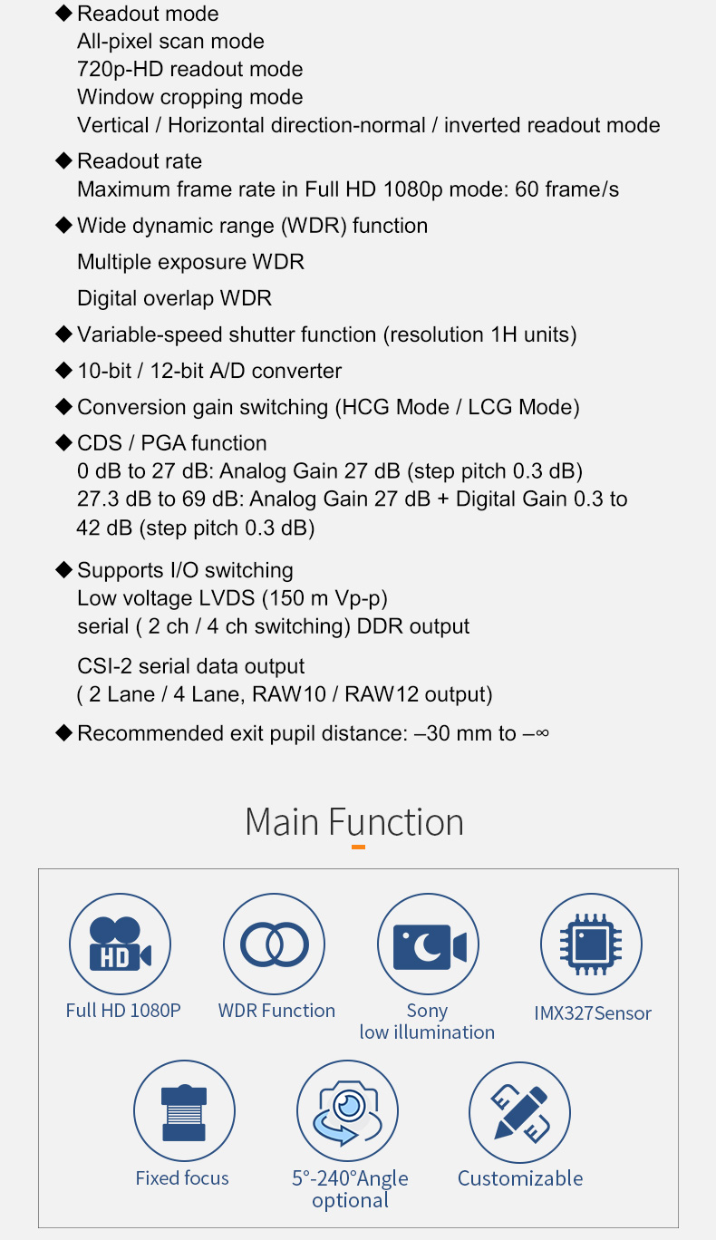 Dogoozx 1080P HDR IMX327 dash cam law enforcement instrument mipi camera module factory插图2