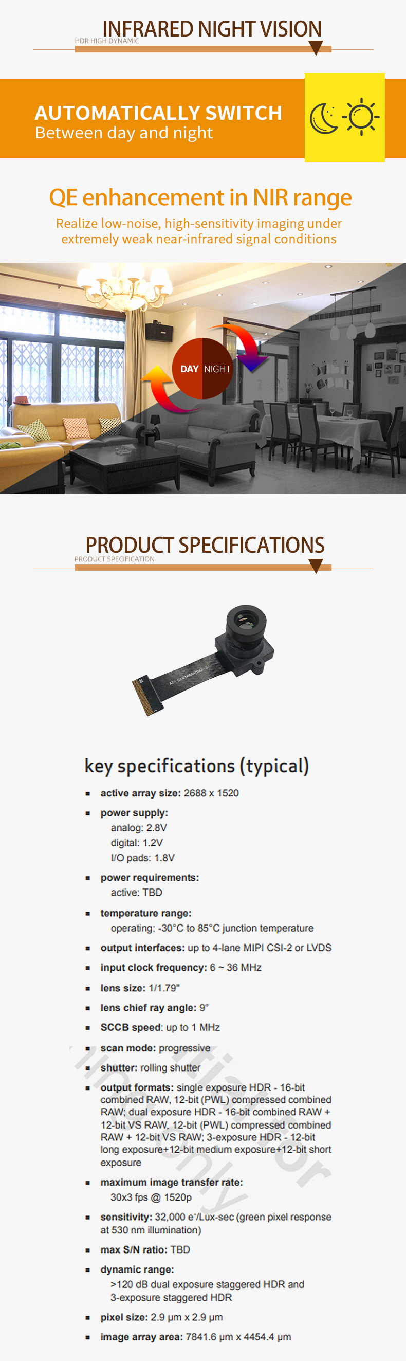 Dogoozx 4MP near-infrared enhanced monitoring HDR wide-angle mipi OS04A10 camera module插图2