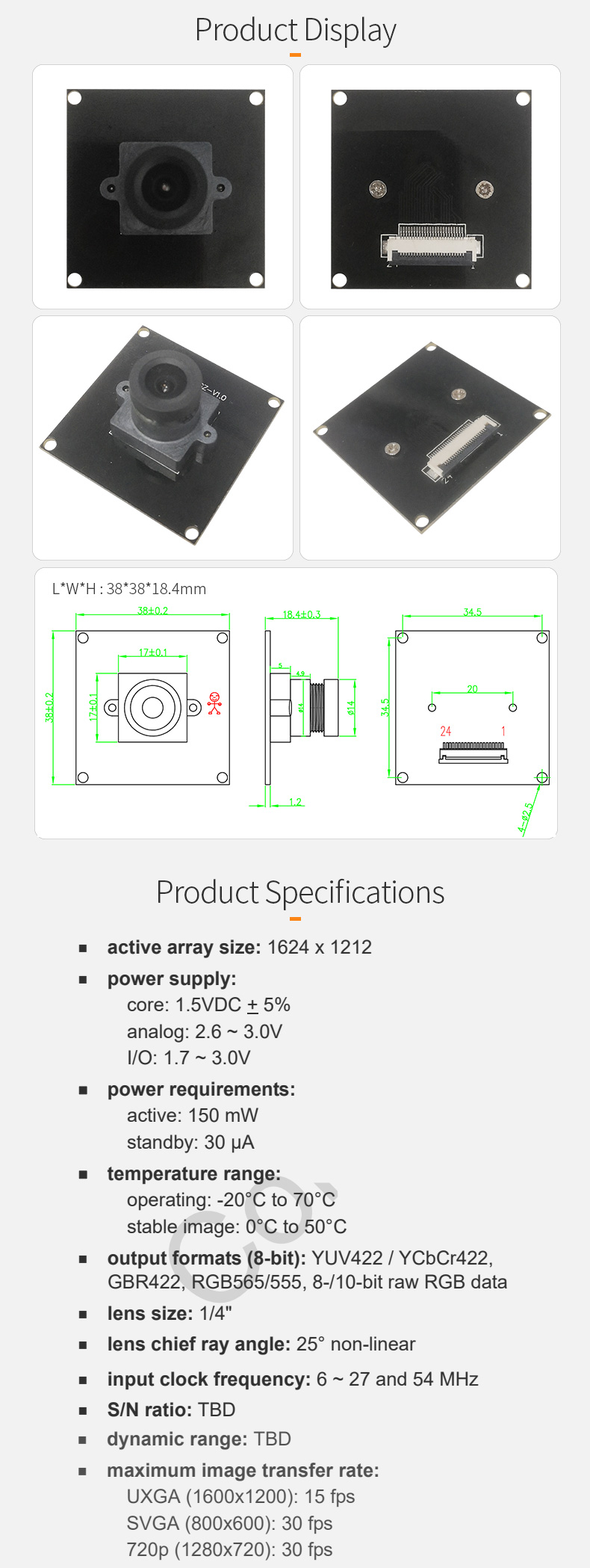 Dogoozx 2MP OV2643 YUV RAW format face recognition security gate PCBA DVP camera module插图1