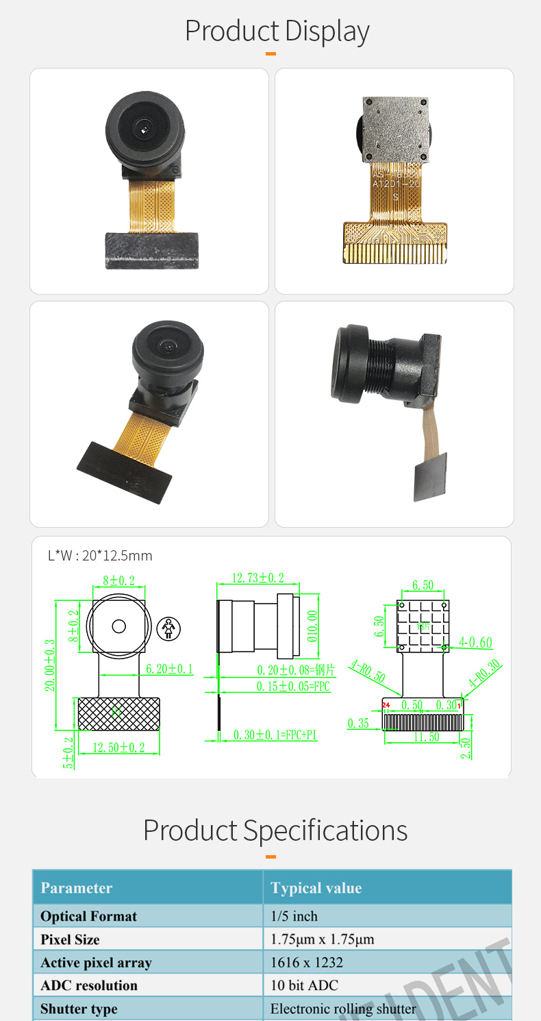 Dogoozx GC2155 HD 2MP Support YUV Face Recognition Wide Angle With ISP DVP Camera Module插图1