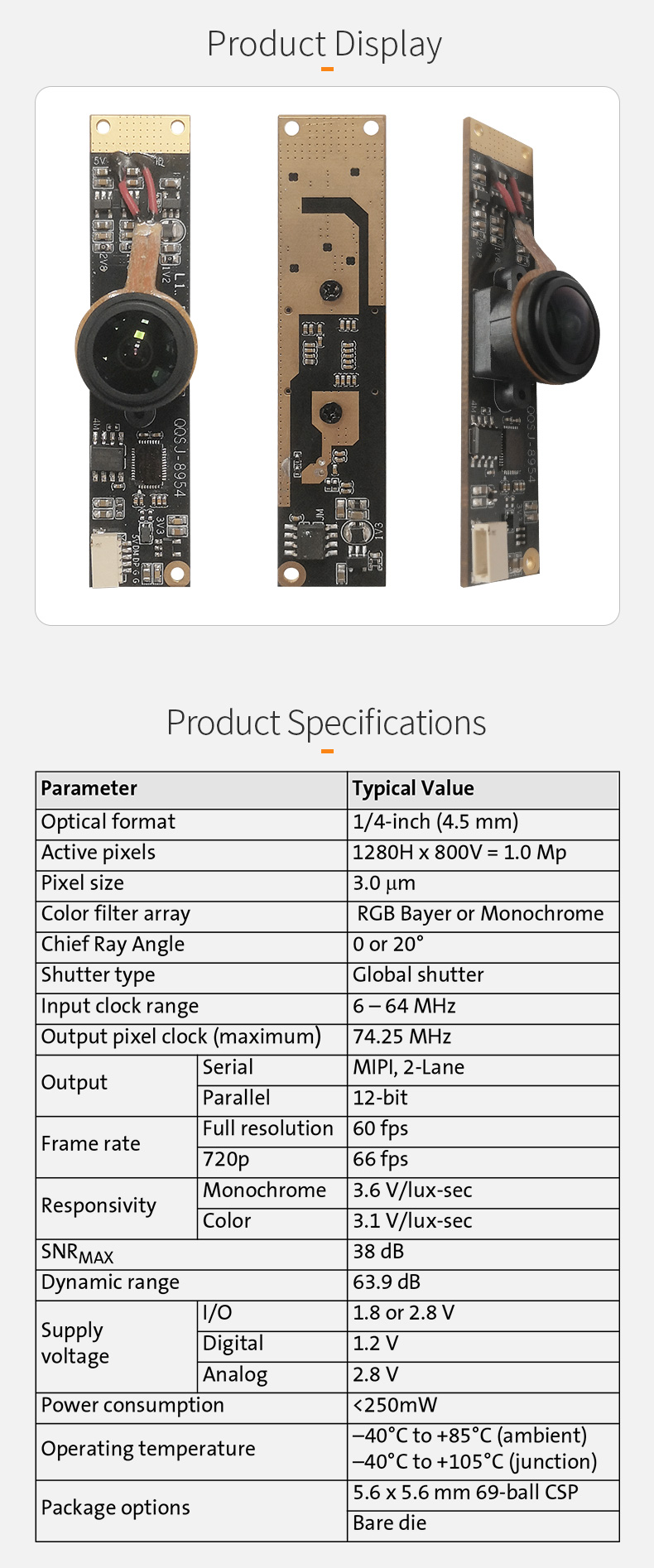 Dogoozx 720P AR0144 Global exposure anti fog refrigerator monitoring USB camera module插图1