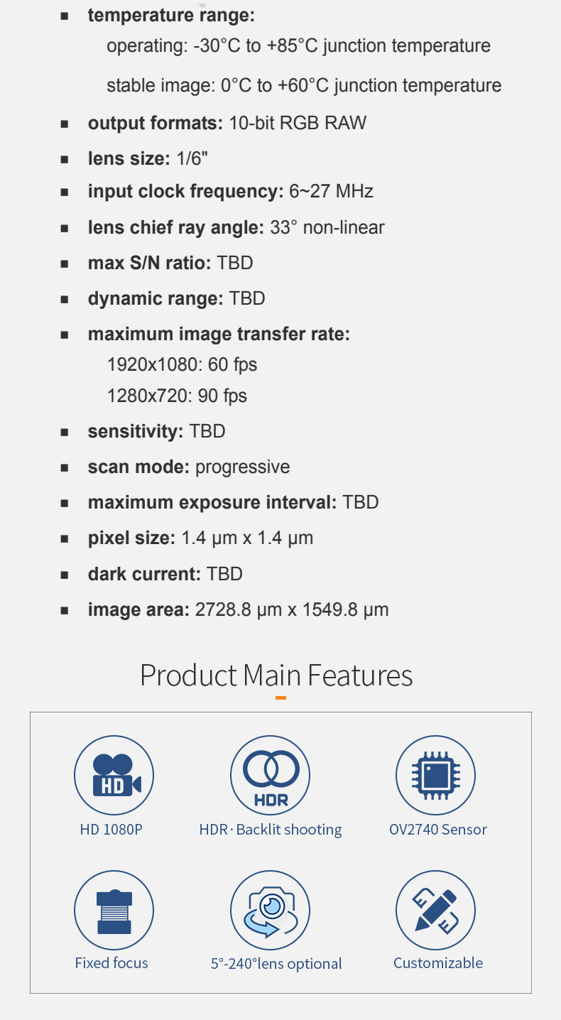 Dogoozx 2MP 1080P OV2740 Industrial Medical Endoscopy HDR Backlight mipi Camera Module插图2