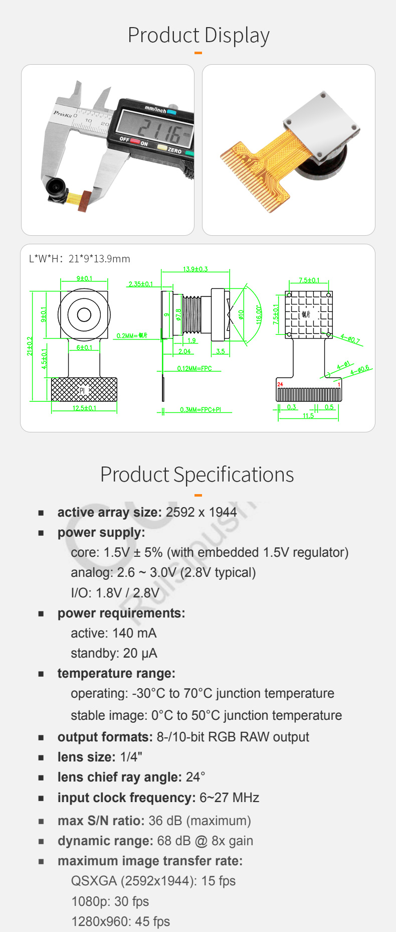 Dogoozx 5MP 2K OV5640 YUV wide-angle self-service cash register scanning camera module插图1