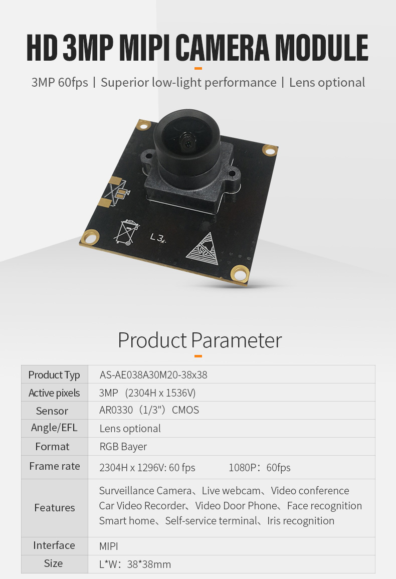 Dogoozx 3MP 1080P 60fps AR0330 digital vein palm vein recognition mipi PCB camera module插图