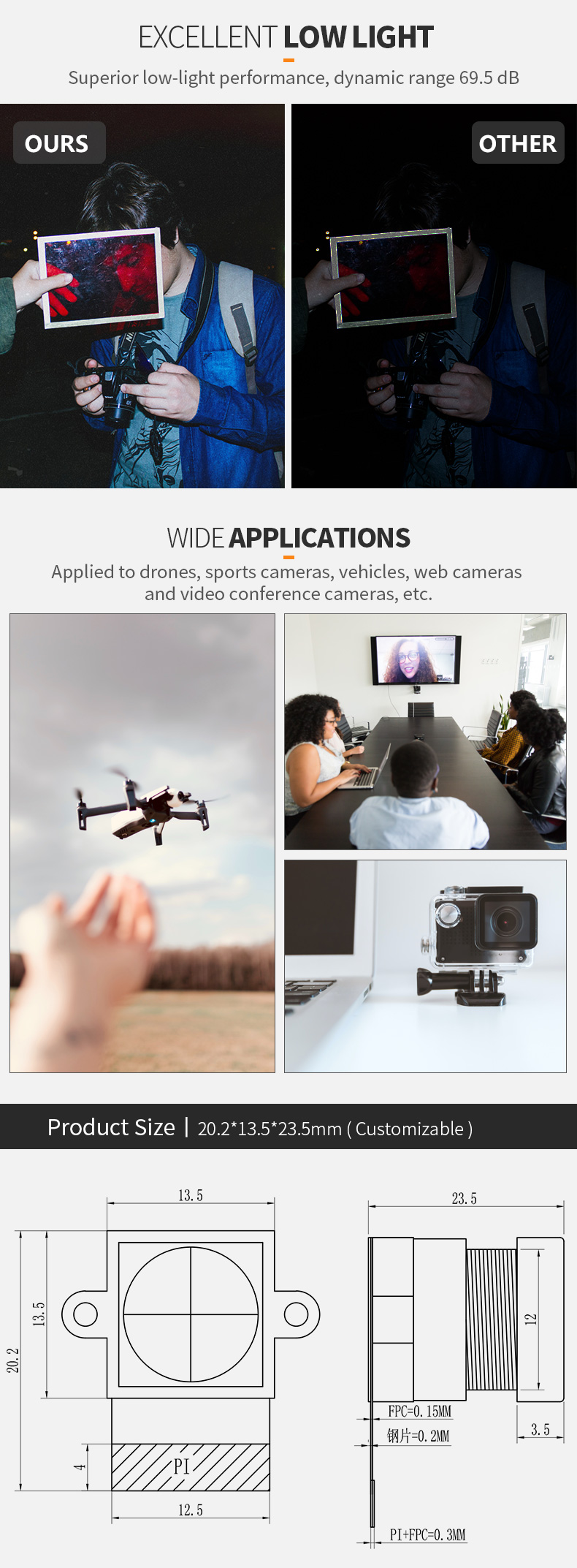 Dogoozx 3MP AR0330 1080P 60 fps large wide-angle motion camera drone mipi camera module插图1