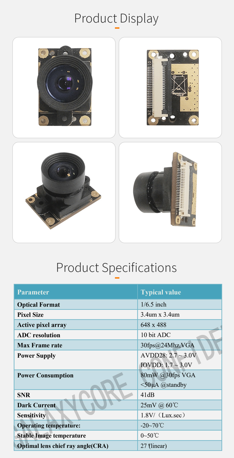 Dogoozx GC0328 pcb mini DVP 0.3MP VGA scan code face recognition camera module插图1