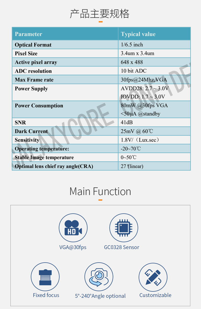 Dogoozx VGA distortion free GC0328C face recognition DVP smart home fpc camera module插图2