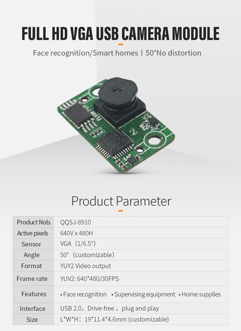 Dogoozx VGA 480P YUV output GC0328C face recognition USB small scanning camera module插图