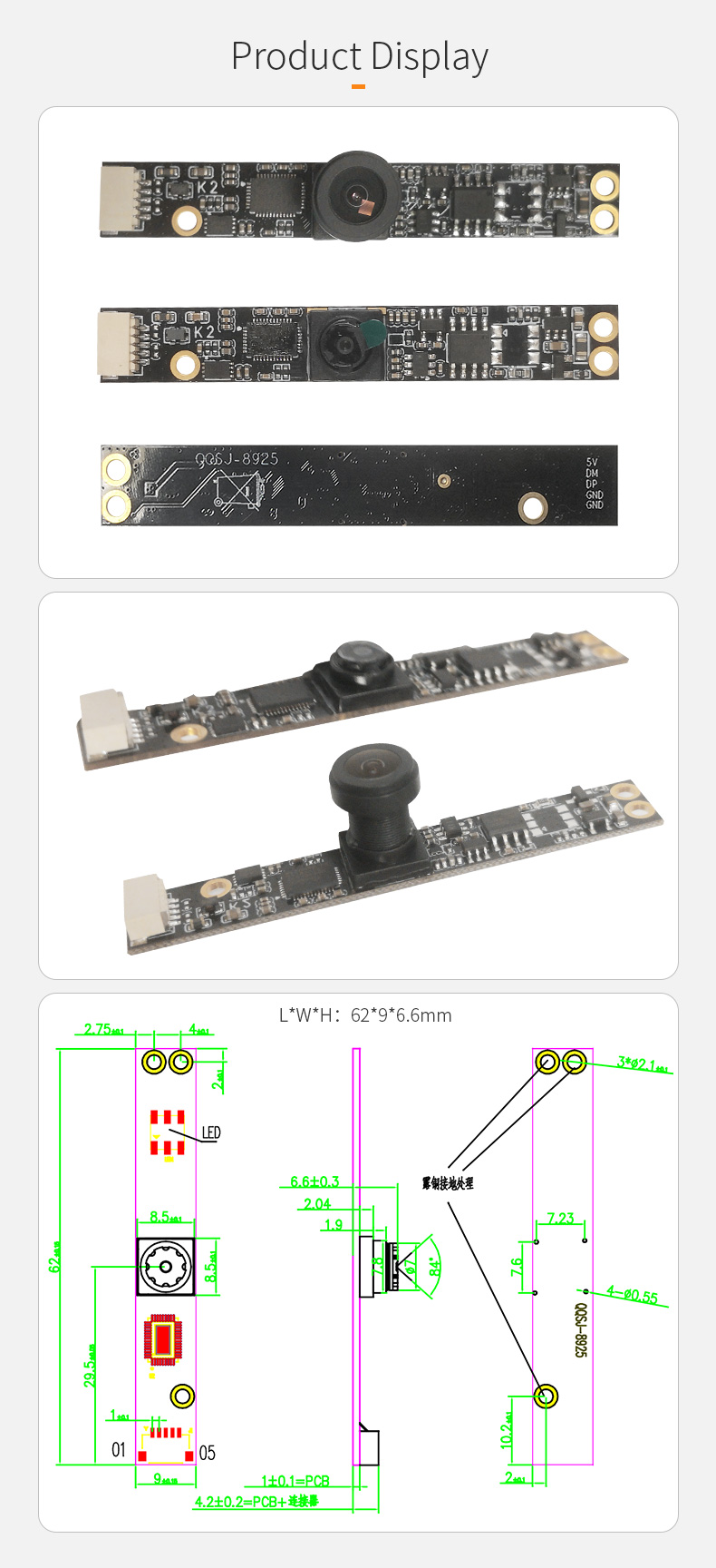 Dogoozx 5MP HD USB Interface AF FF 2K live video streaming OV5645 laptop Camera Module插图1