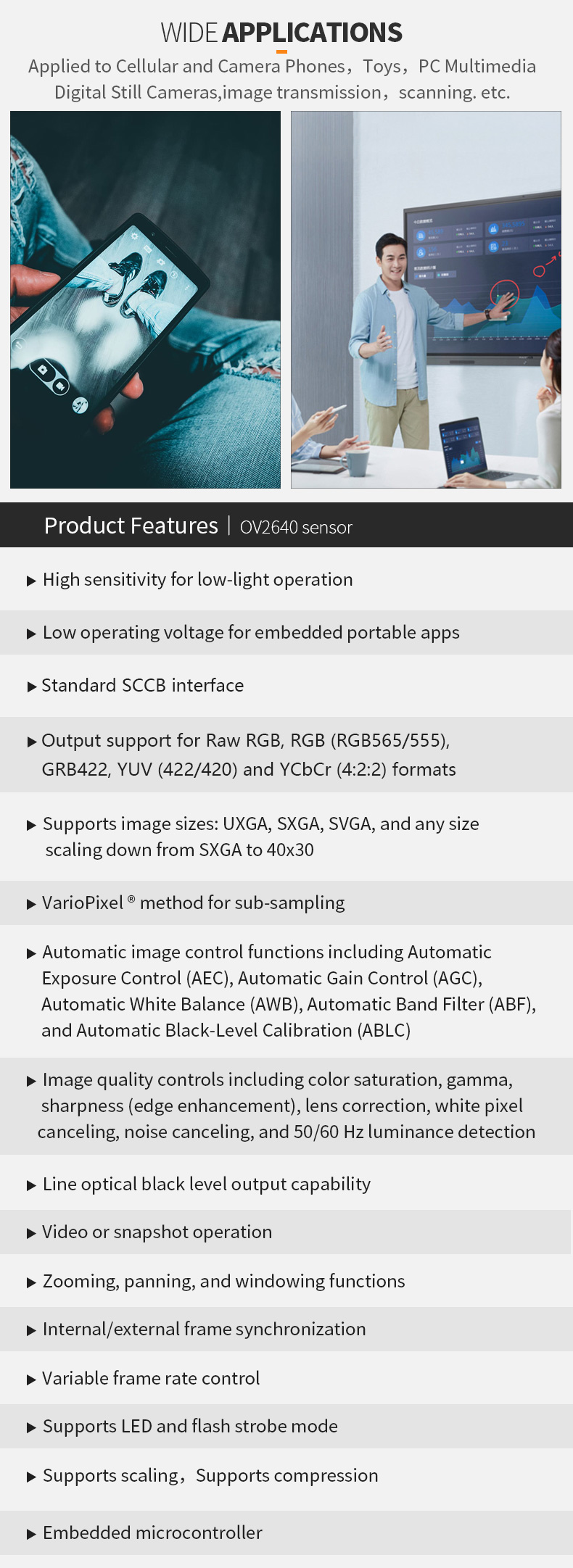 Dogoozx Full Frame OV2640 Sensor 2MP RGB Color JPEG YUV Format DVP Micro Camera Module插图1