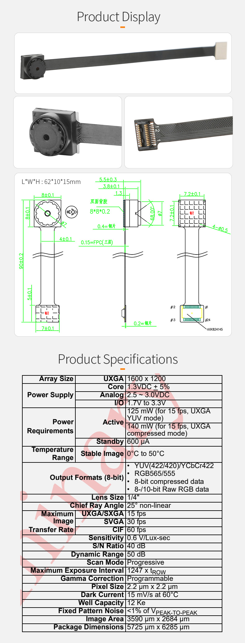 Dogoozx HD 2MP with JPEG OV2640 fpc DVP Smart Home Image Recognition Mini Camera Module插图1