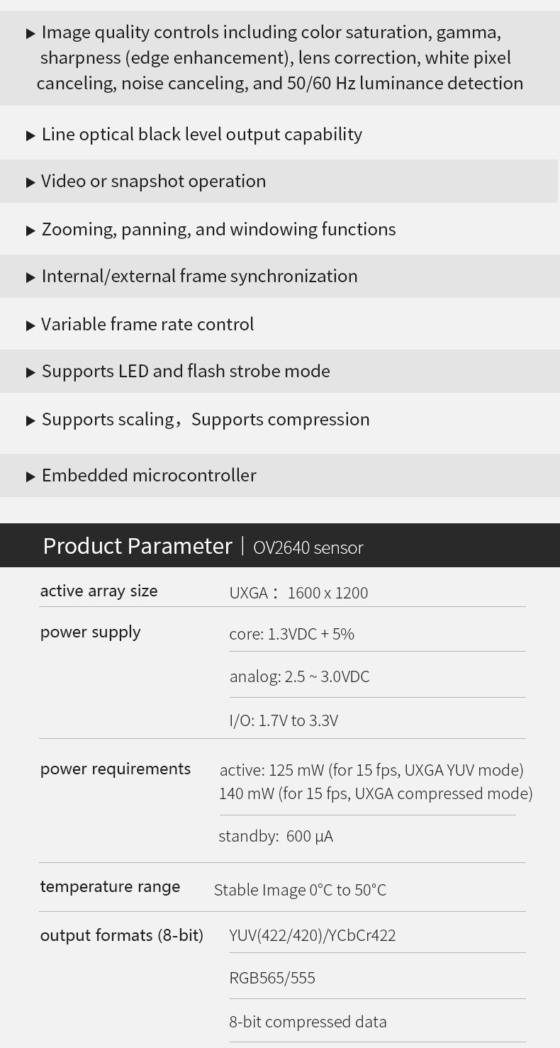 Dogoozx OV2640 2MP with JPEG ISP YUV distortion scan recognition FPC DVP camera module插图2