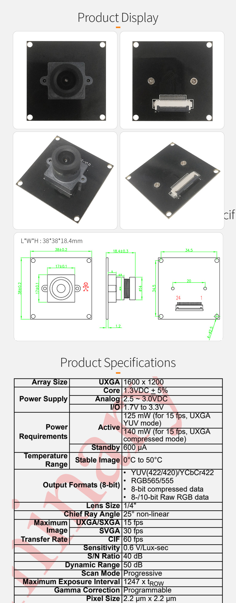 Dogoozx 2MP Pixel OV2640 RGB JPEG YUV QR Code Monitoring Wide Angle DVP Camera Module插图1