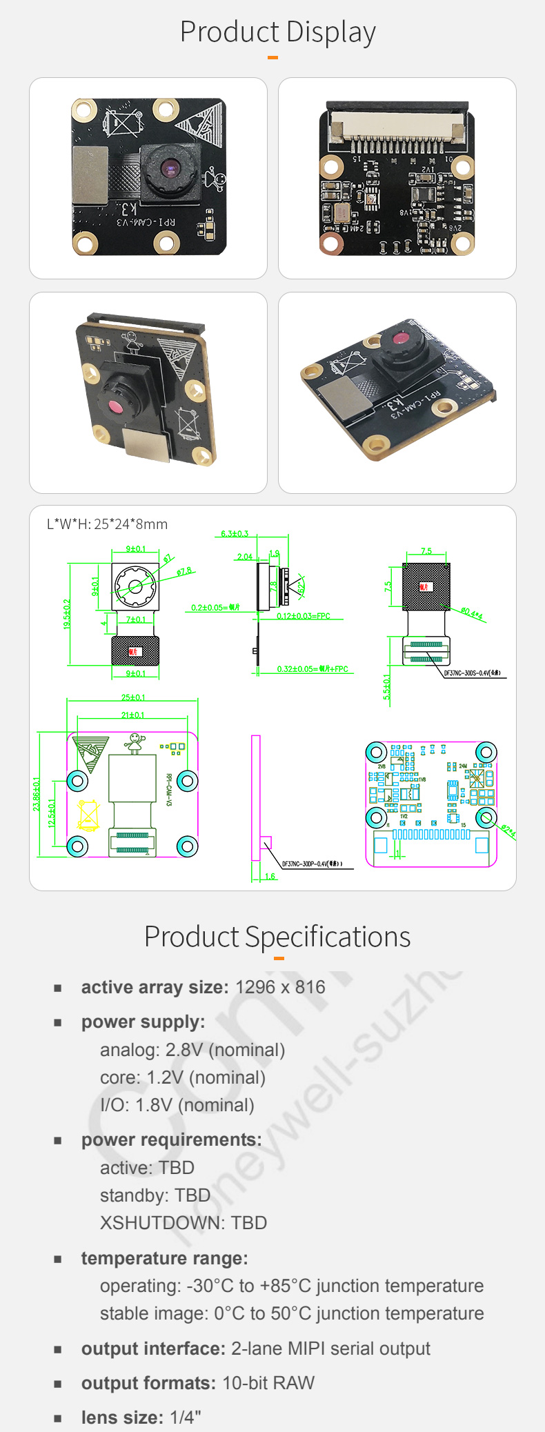 Dogoozx HD 720P OV9281 global exposure Logistics scanning code split mipi camera module插图1