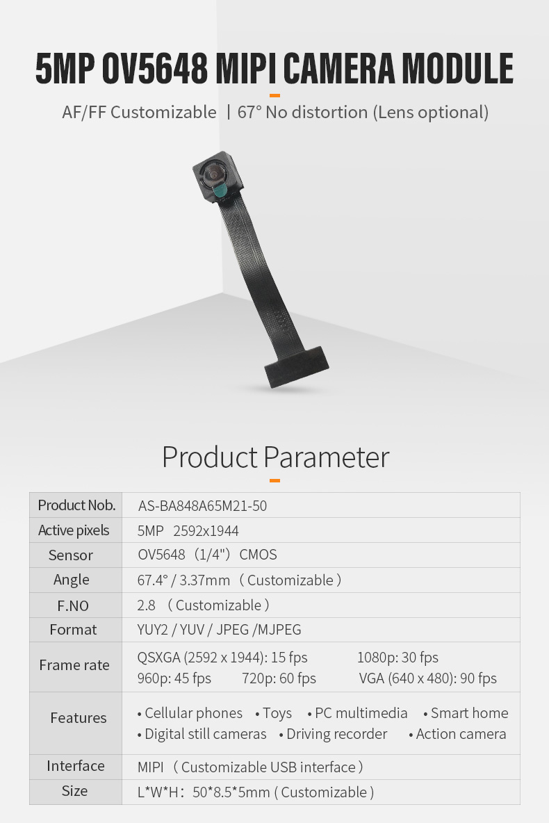 Dogoozx AF FF 5MP all-in-one machine MIPI Interface OV5648 Distortionless Camera Module插图