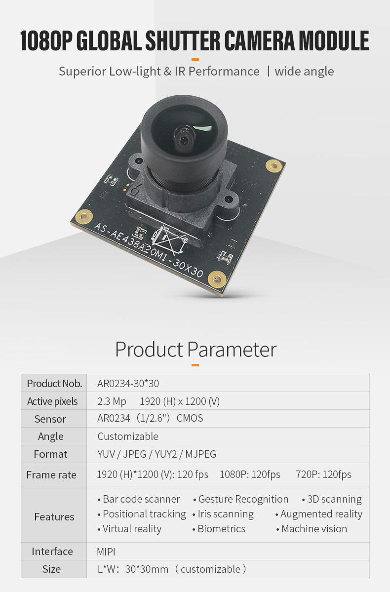 Dogoozx 1080P 120fps Industrial Camera mipi ADAS AR Machine Vision AR0234 camera module插图