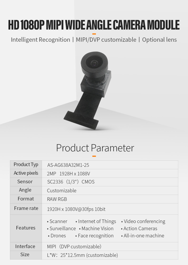 Dogoozx 2MP HD 1080P SC2336 Wide Angle Advertising all-in-one machine MIPI camera module插图