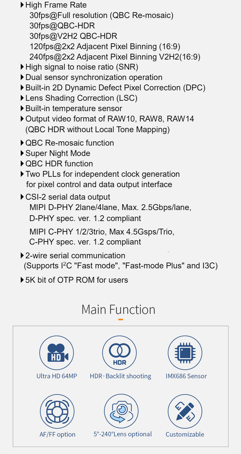 Dogoozx imx458 imx662 imx675 IMX586 imx686 4k8k 48MP 64MP mipi Camera Module For Sony插图2