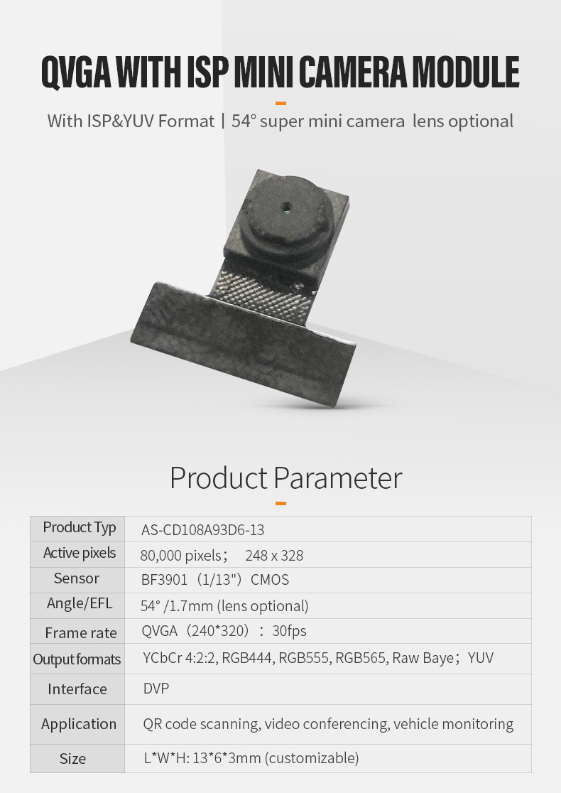 Dogoozx BF3901 ISP YUV QR code scanning recognition dvp low illumination camera module插图