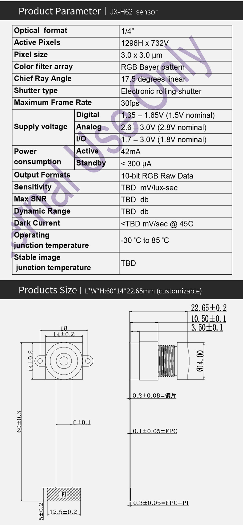 Dogoozx Manufacturer H62 Sensor Industrial Micro 720P HD Wide Angle DVP Camera Module插图2