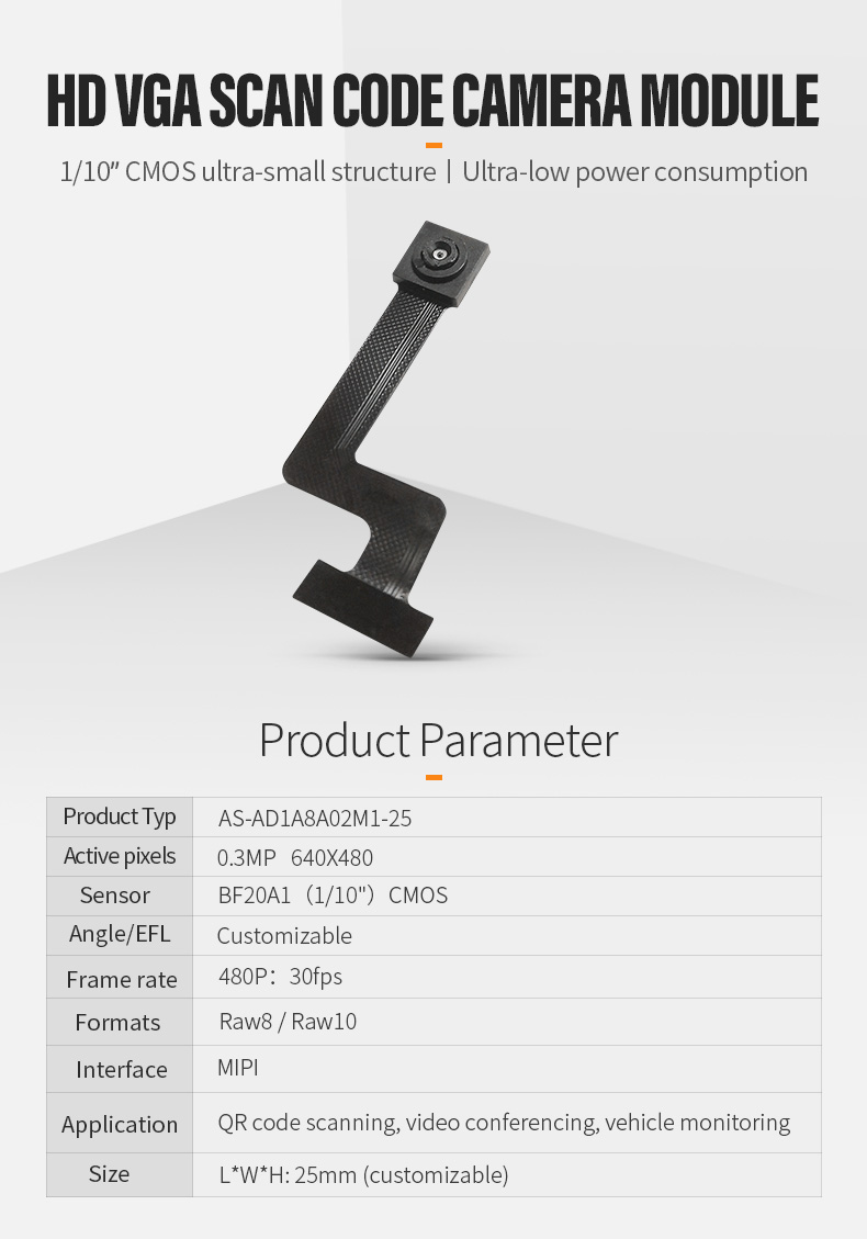 Dogoozx VGA 0.3MP 1/10‘’ CMOS BF20A1 ultra-small structured face recognition sweep mipi camera module插图