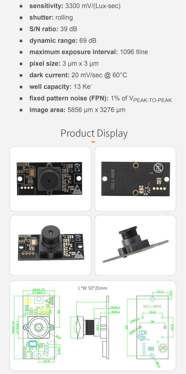 Dogoozx HD 1080P Wide Angle High-speed 120fps UVA USB Industrial scanning camera module插图2