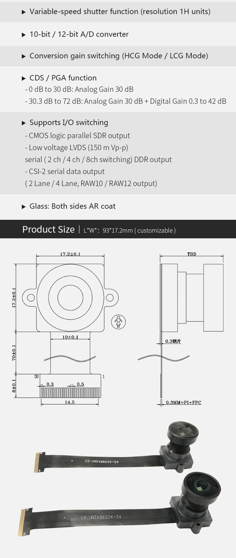 Dogoozx Low light 1080p 120fps motion capture HDR WDR monitoring IMX290 camera module插图3