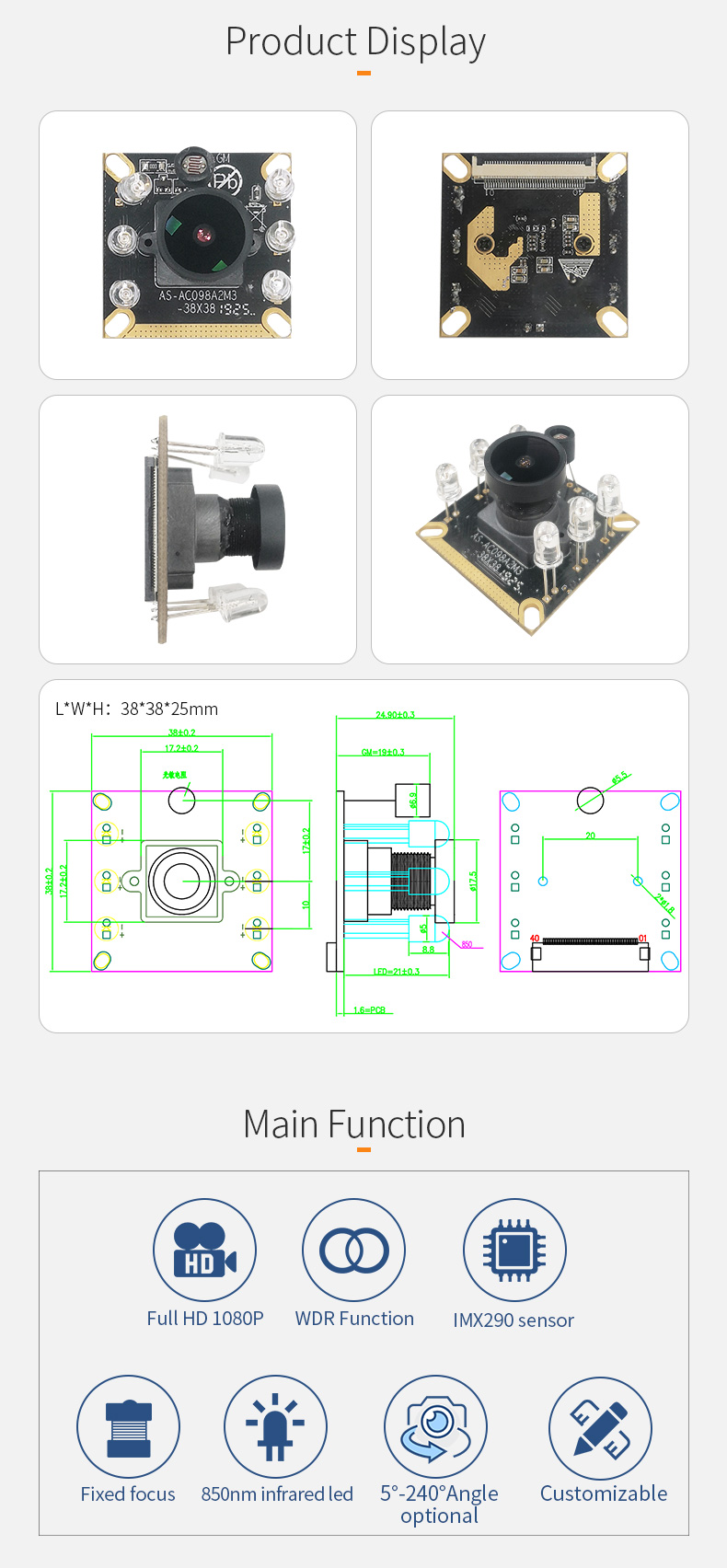 Dogoozx Full HD 1080P 120fps Night Vision 850nm Infrared Lamp LDR MIPI imx Camera Module插图2