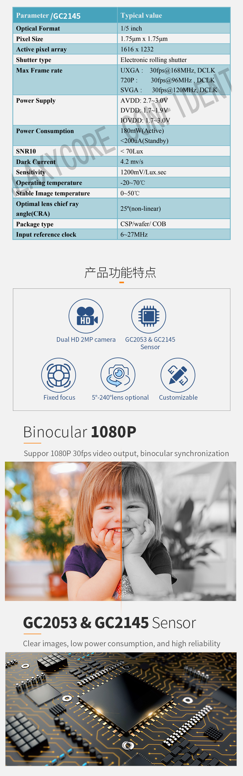 Dogoozx 1080P Binocular GC2053 GC2145 MIPI DVP Dual interface 3D scanning Camera Module插图2