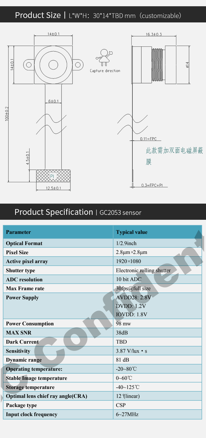 Dogoozx GC2053 Sensor Wide Angle Full HD 1080p 2mp mipi Camera Module插图1