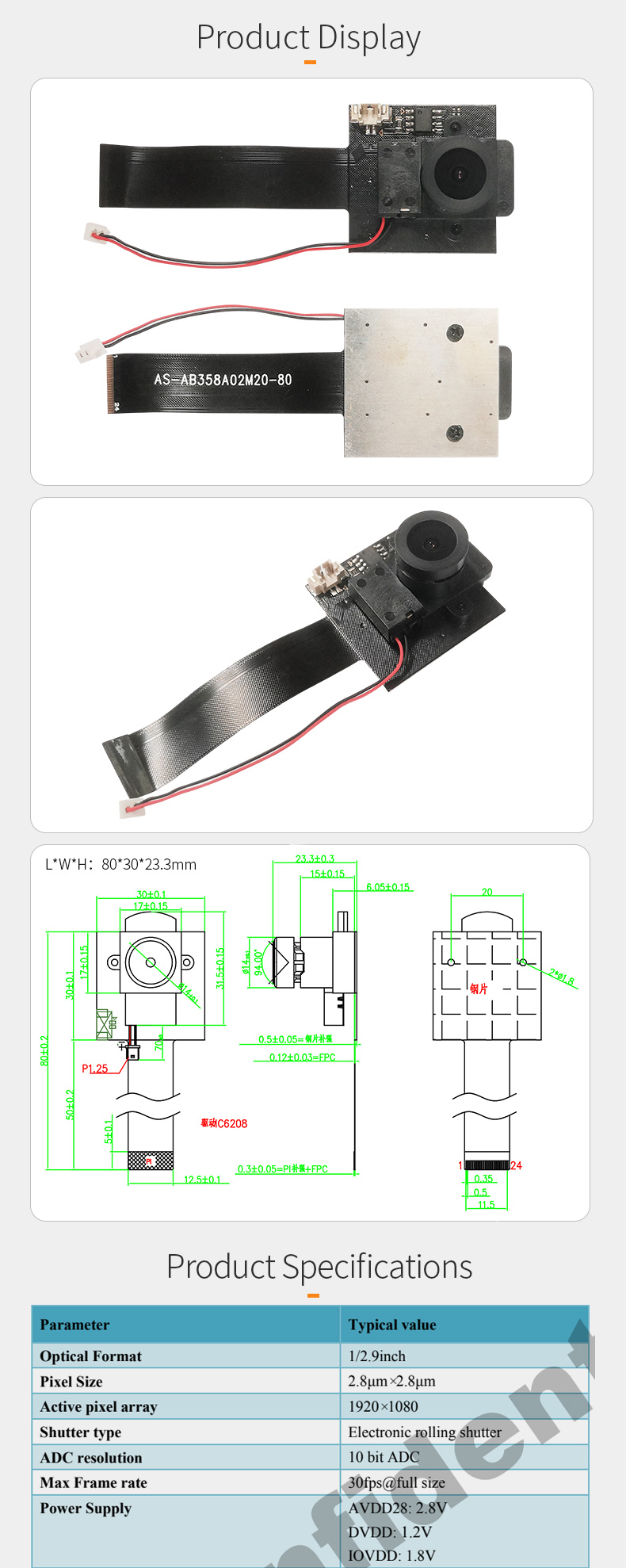 Dogoozx HD 1080P GC2053 with IR-CUT 0.01lux Law Enforcement Car Recorder Camera Module插图1