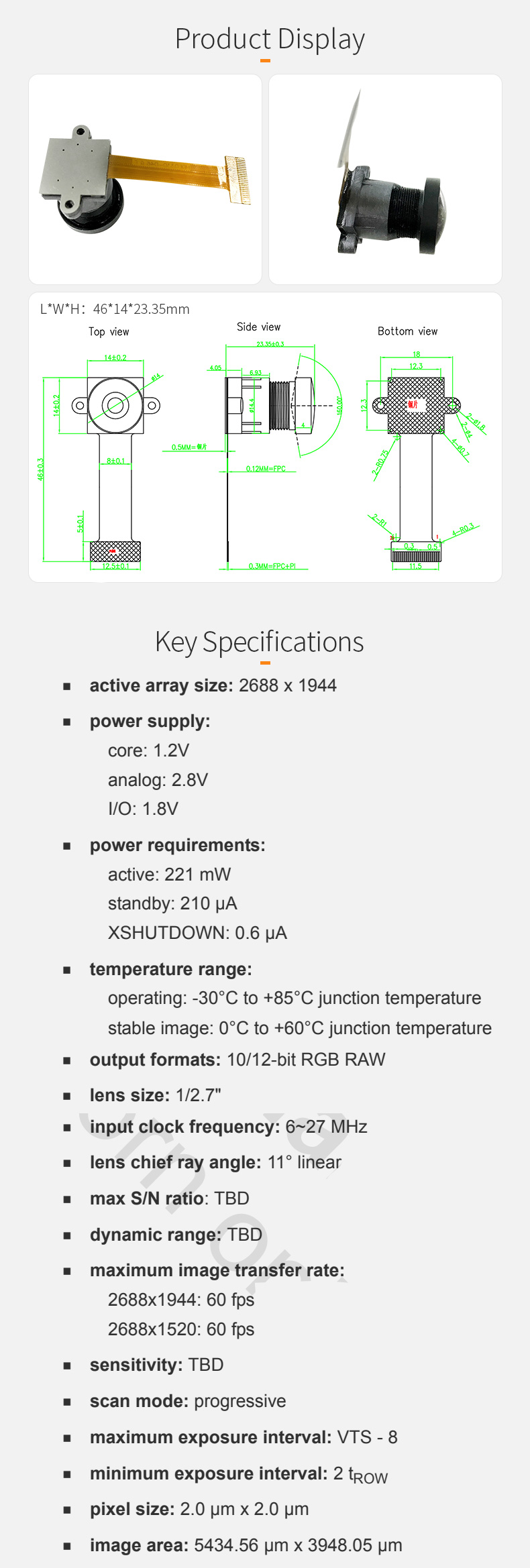 Dogoozx 5MP Sport Camera OS05A10 OS05A20 Infrared Frame Snychronization Camera Module插图1