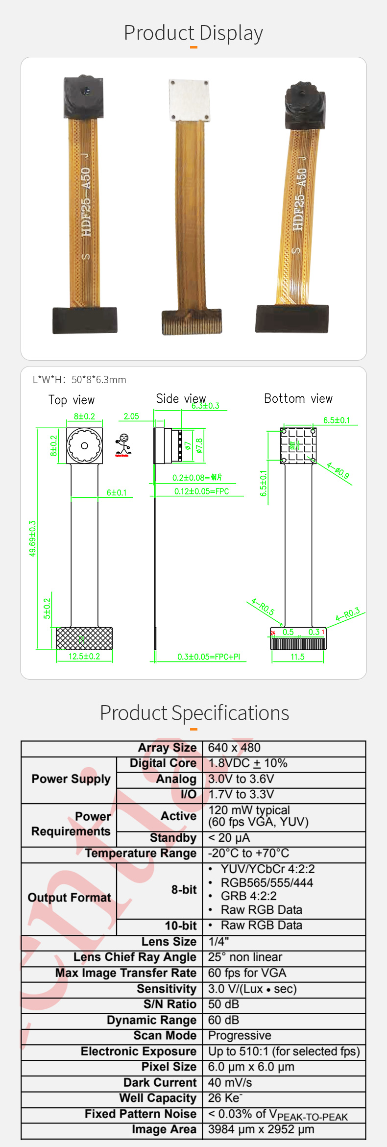 Dogoozx VAG with ISP YUV 60fps Scan Code visitor access control OV7725 DVP camera module插图1