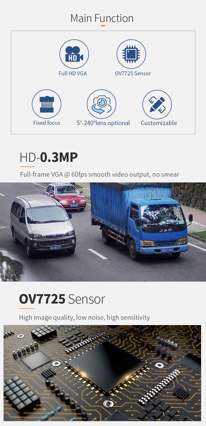 Dogoozx VGA 0.3MP 480P 60fps ov7725 1/4 cmos fixed focus scan code DVP camera module插图2