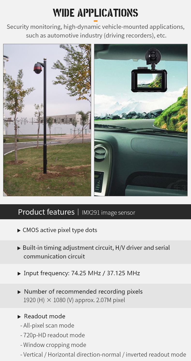 Dogoozx HD Starlight 1080p 120fps mipi HDR 117mm FPC Wide Angle IMX291 camera module插图2