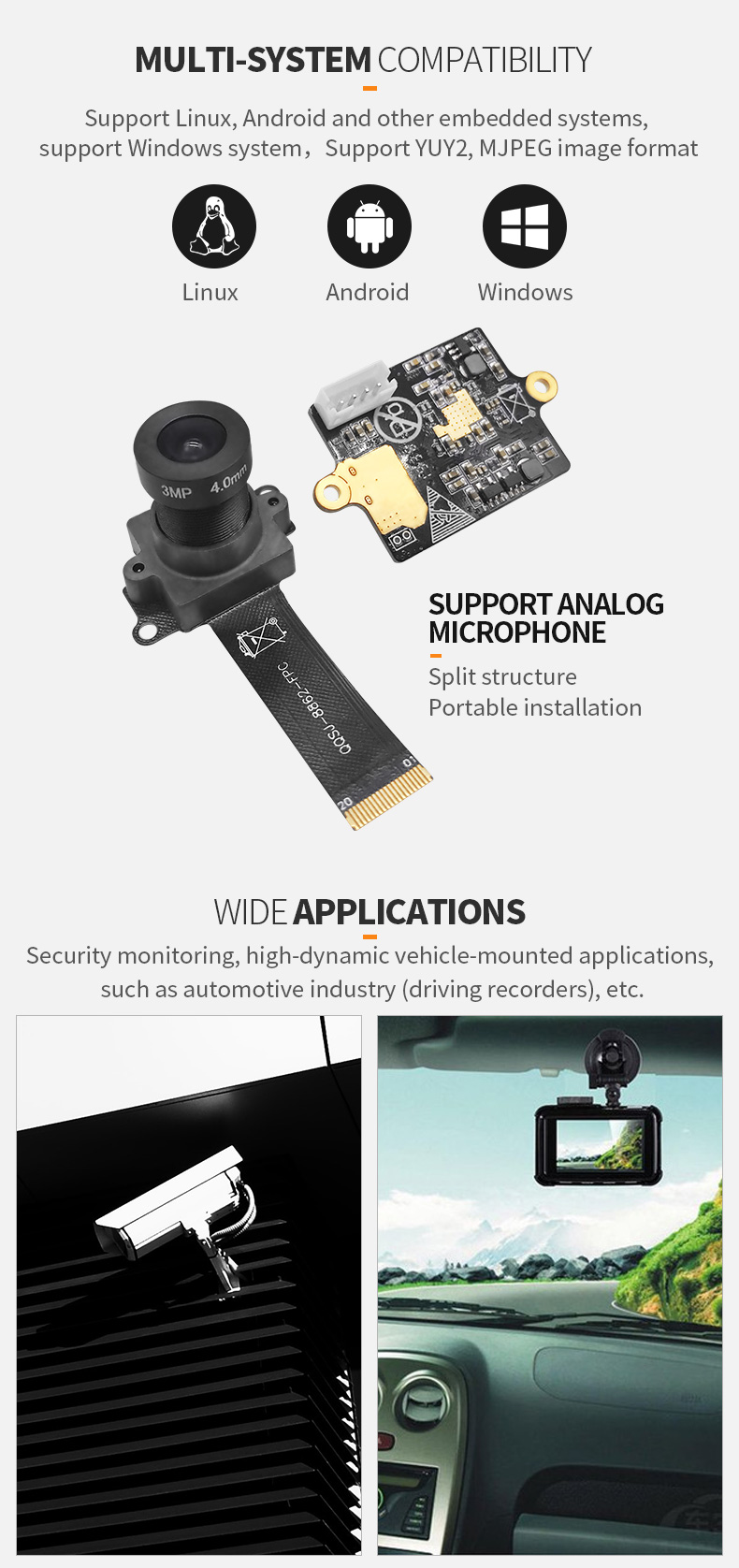 Dogoozx 2mp Lens Wide Fov camera Split FPC PCB USB Imx291 1080P Starlight Camera Module插图2