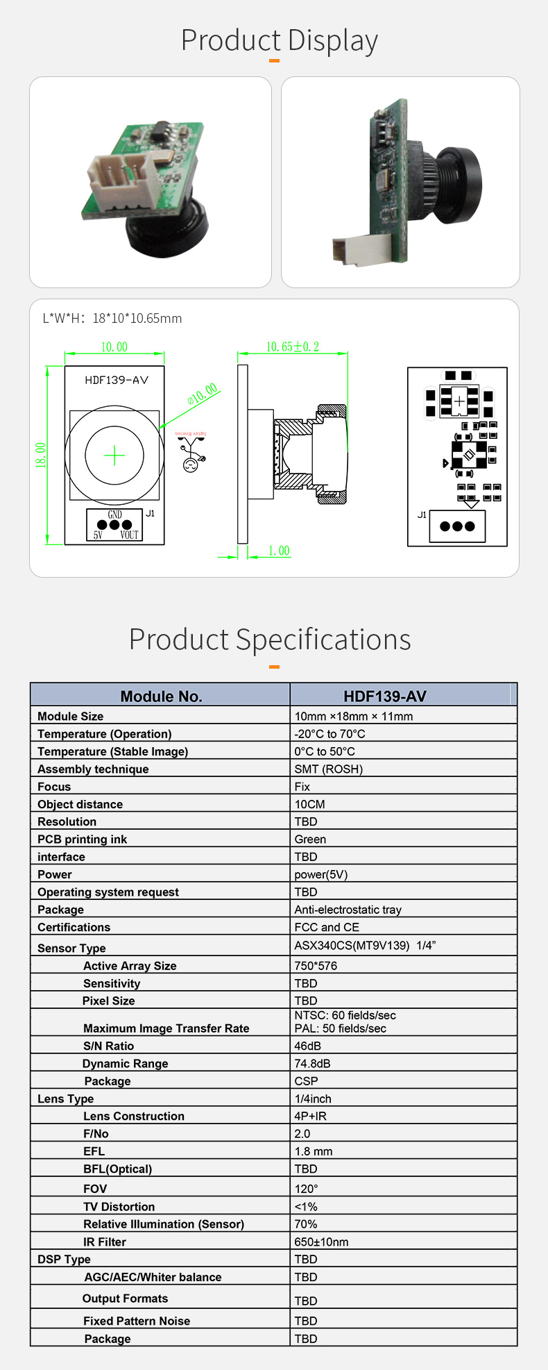 Dogoozx PCB mini ASX340 MT9V139 VGA 0.4MP 60 fields/sec PAL NTSC AV analog camera module插图1