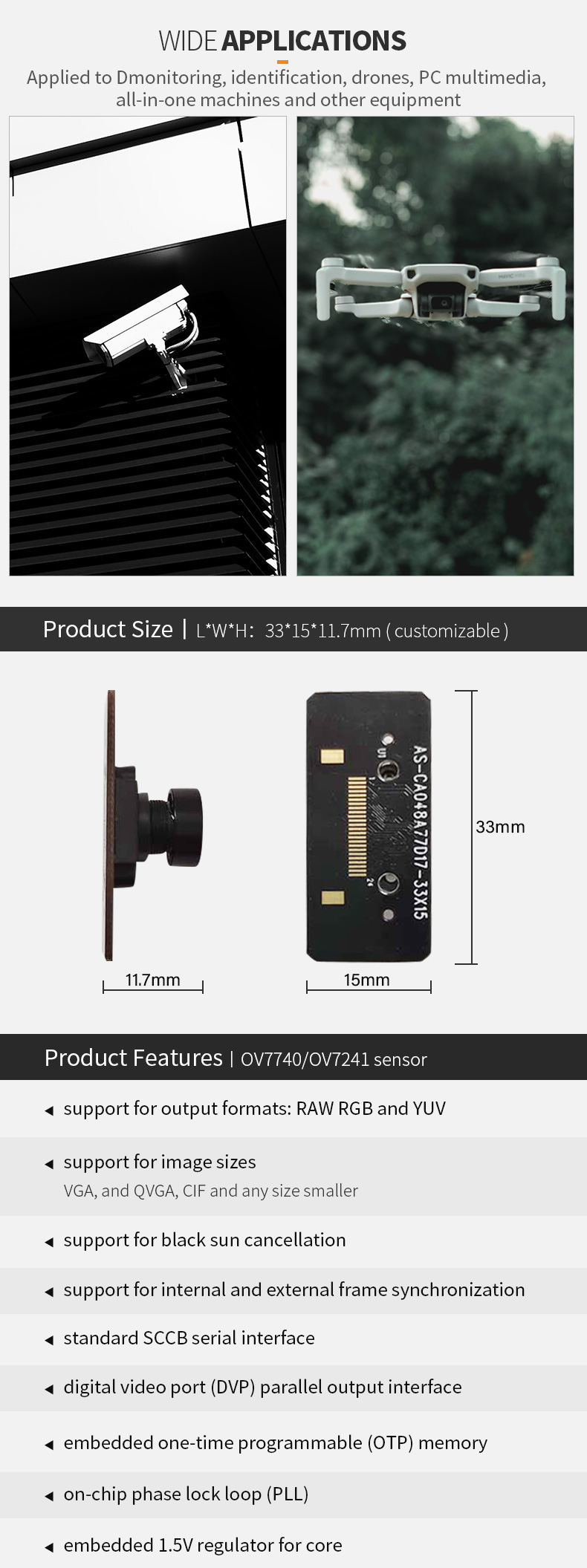 Dogoozx OV7740 Low Illumination Monitoring Night Vision Good 0.3MP VGA DVP Camera Module插图1